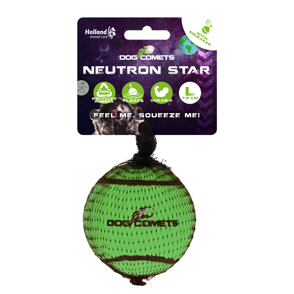 Dog Comets Tennisball mit Quietscher, Größe L, grün, Ø 7,5 cm