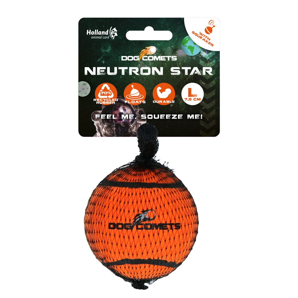 Dog Comets Tennisball Hund, mit Quietscher, L, Ø 7,5 cm, orange