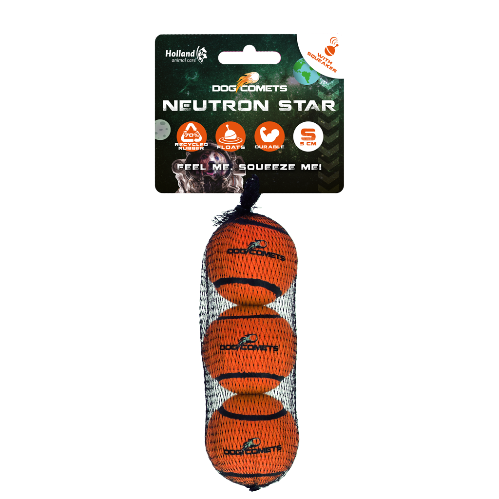 Dog Comets Tennisball mit Quietscher, S, Ø 5 cm, orange, 3 Stk