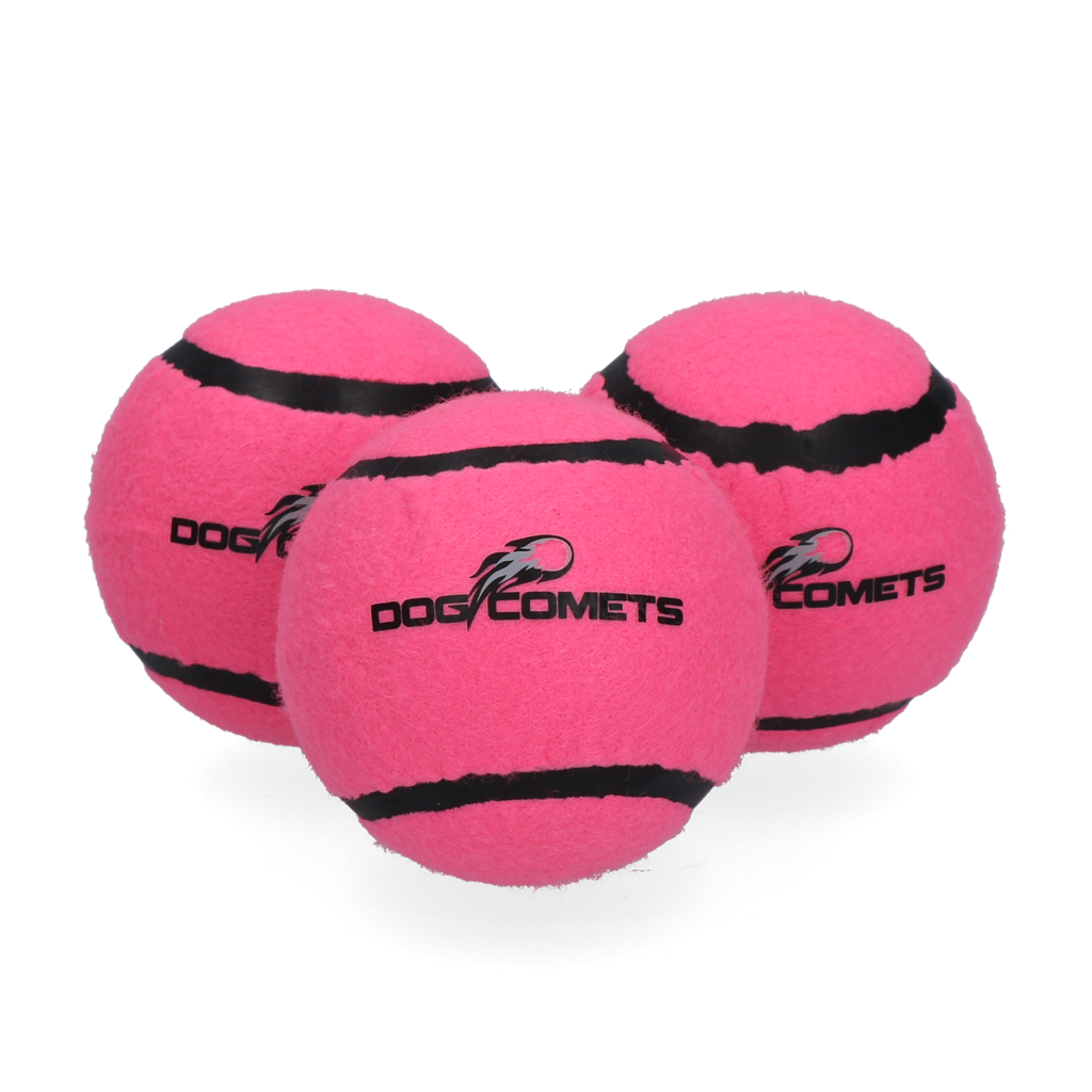Dog Comets Tennisball Hundespielzeug, M, Ø 6 cm, rosa, 3 Stk