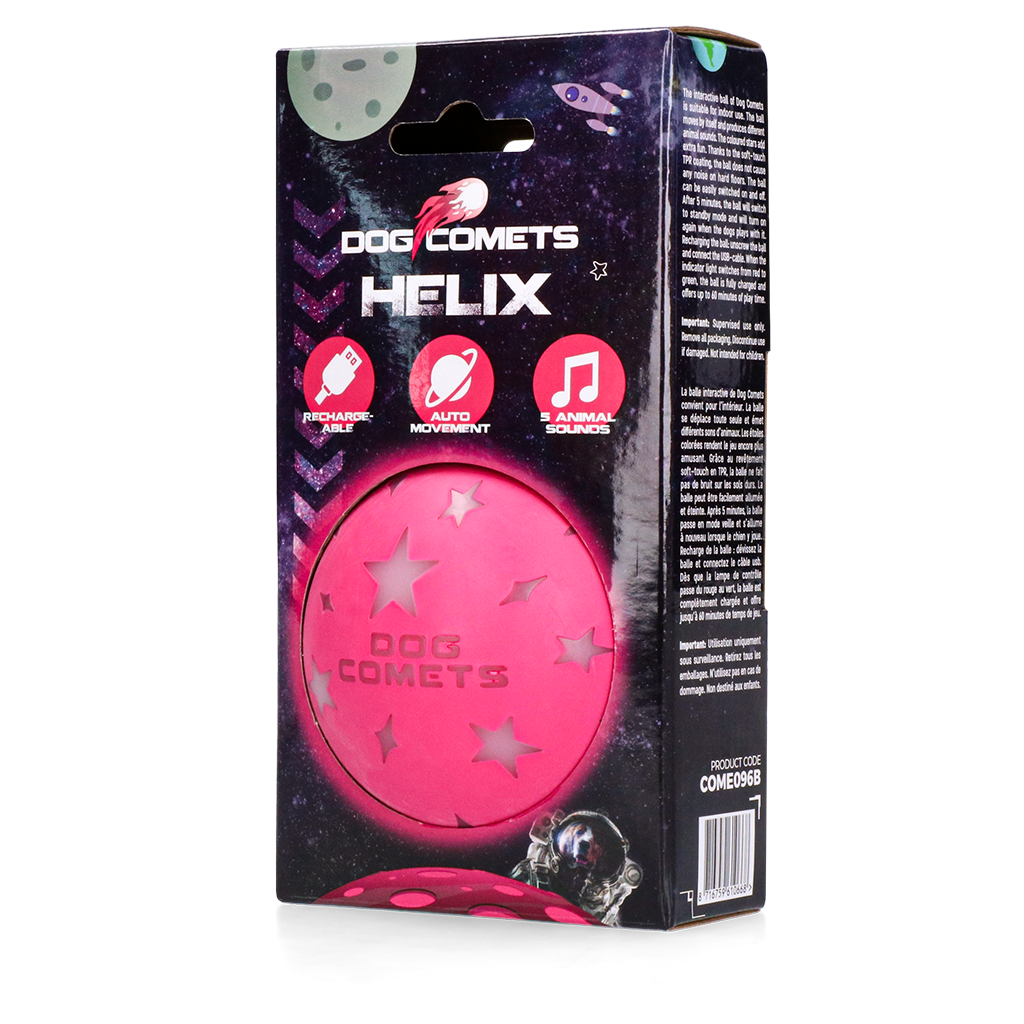 Dog Comets Hunde-Spielball, interaktiv, mit Licht und Geräuschen, rosa