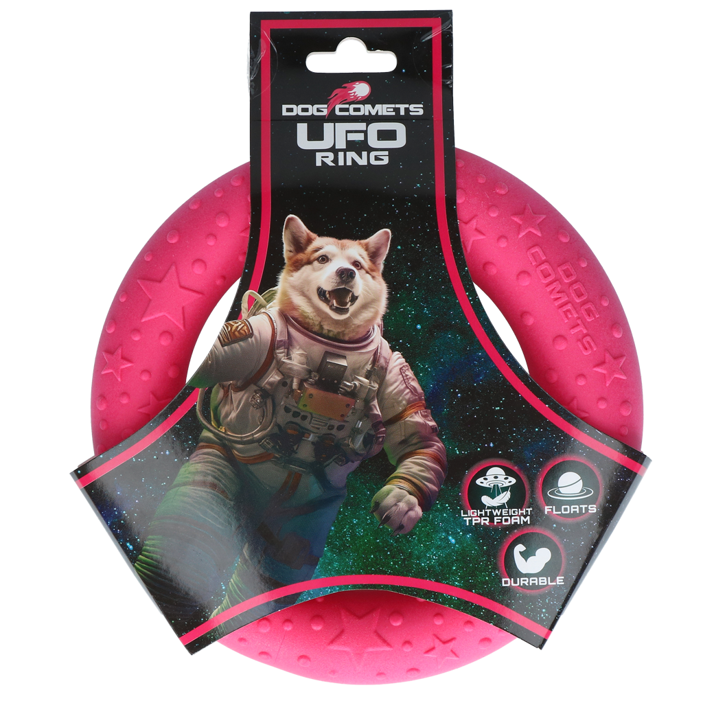 Dog Comets Hundespielzeug Ring, TPR, schwimmfähig, rosa, Ø 19 cm