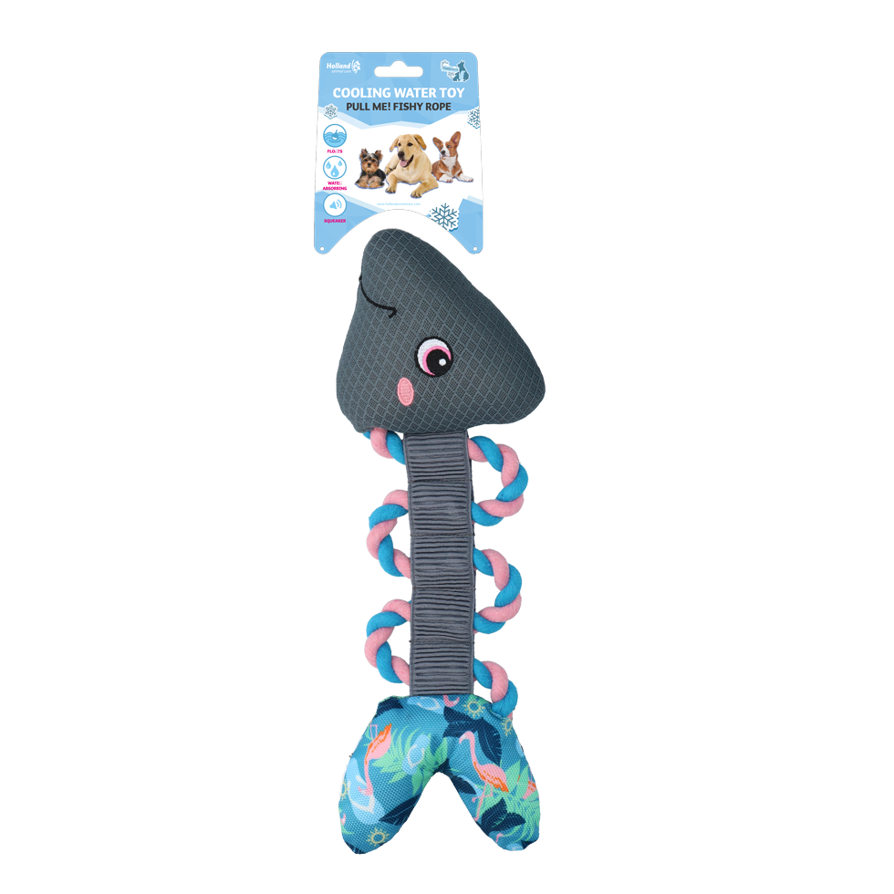 CoolPets Hundespielzeug, Fishy Rope Flamingo, schwimmfähig, mit Quietscher