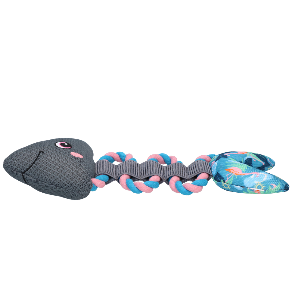 CoolPets Hundespielzeug, Fishy Rope Flamingo, schwimmfähig, mit Quietscher
