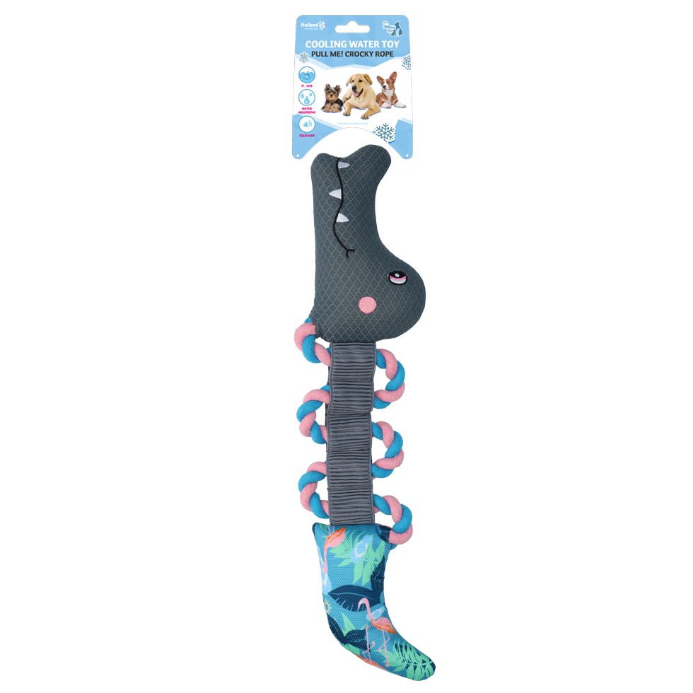 Coolpets Hundespielzeug, Flamingo, mit Seil, wasserfüllbar, schwimmfähig, Quietschfunktion