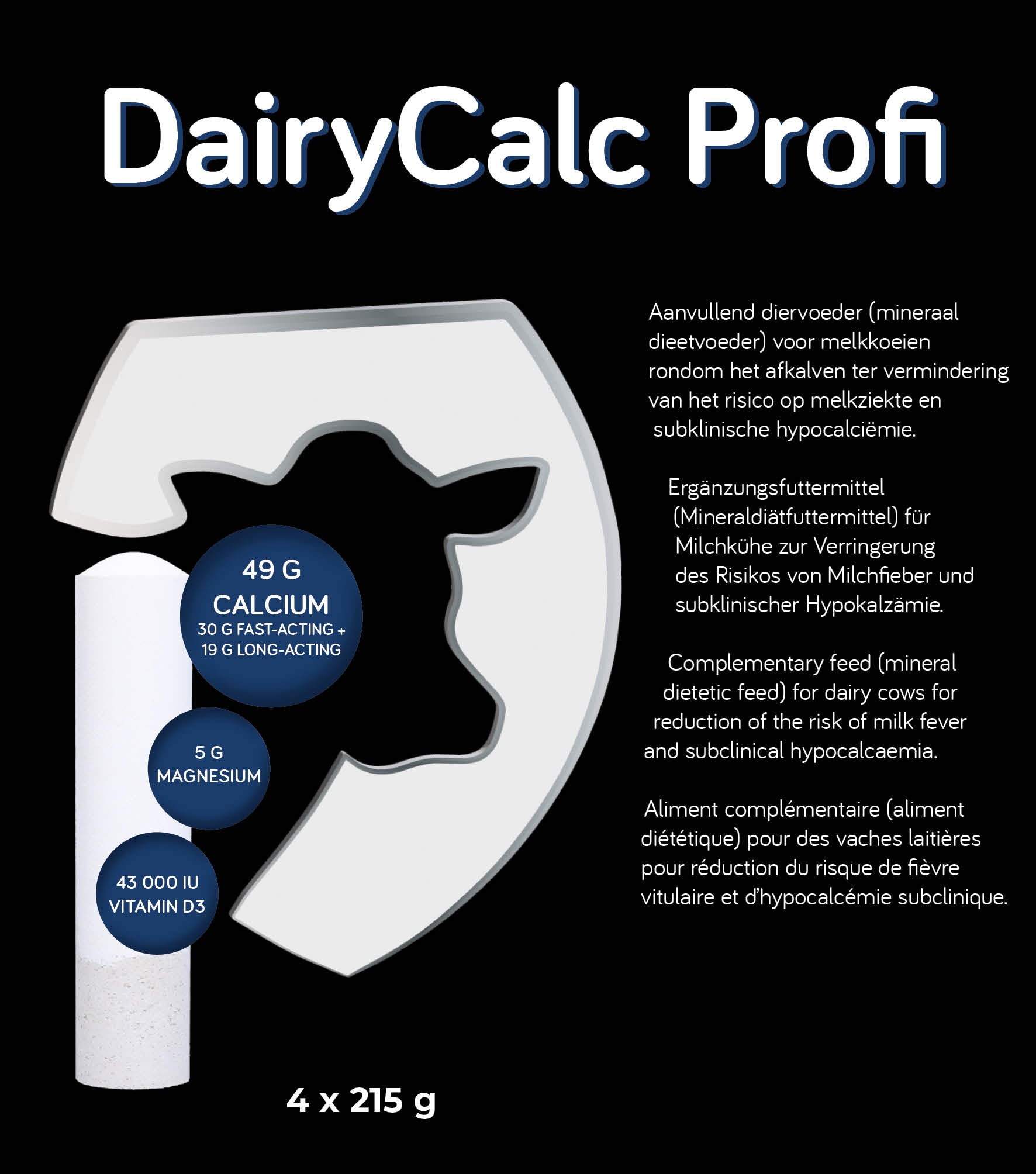 DairyCalc Profi Bolus für Milchkühe, 4 x 215 g