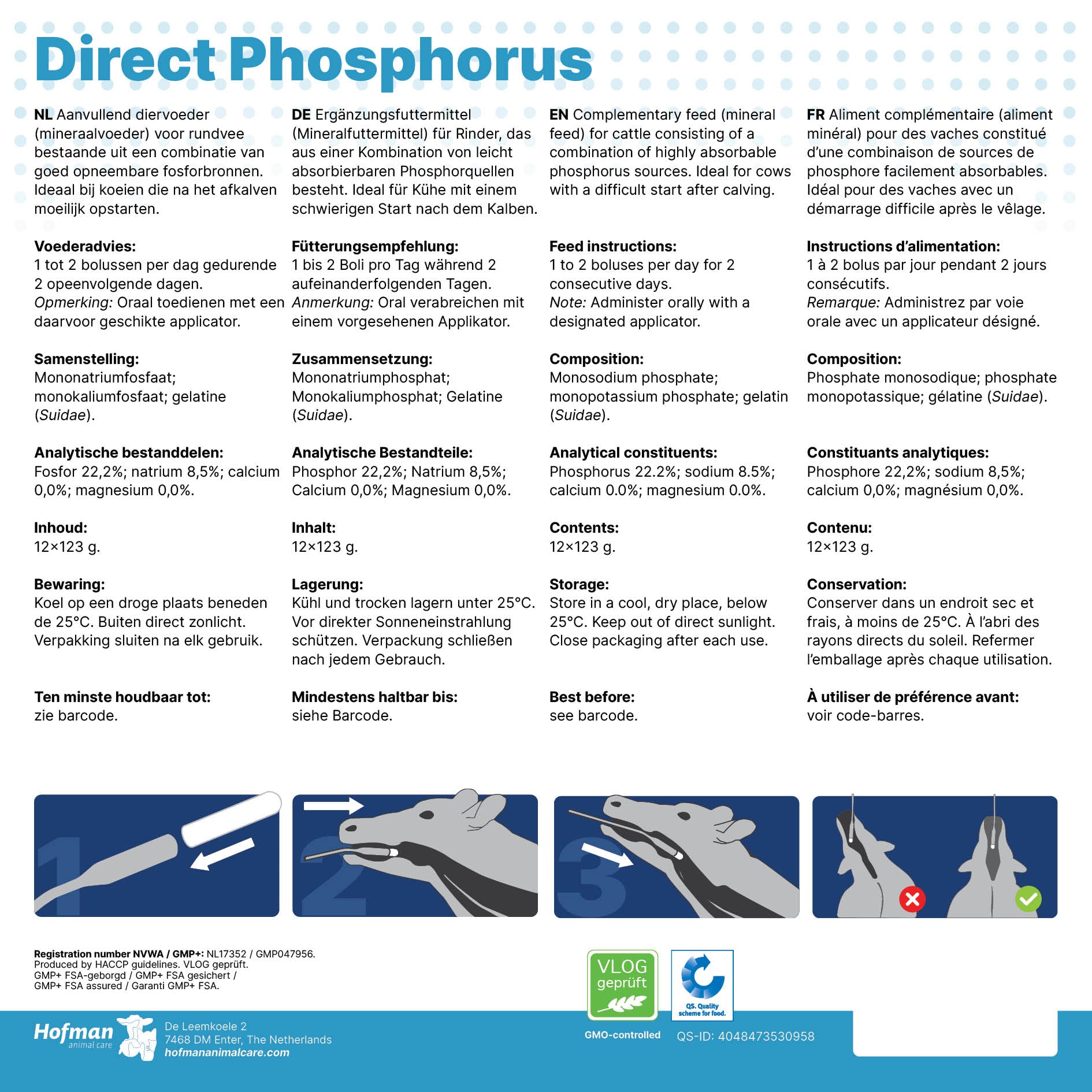 Direct Bolus Phosphor Bolus, für Kühe nach dem Abkalben, 12 x 123 g