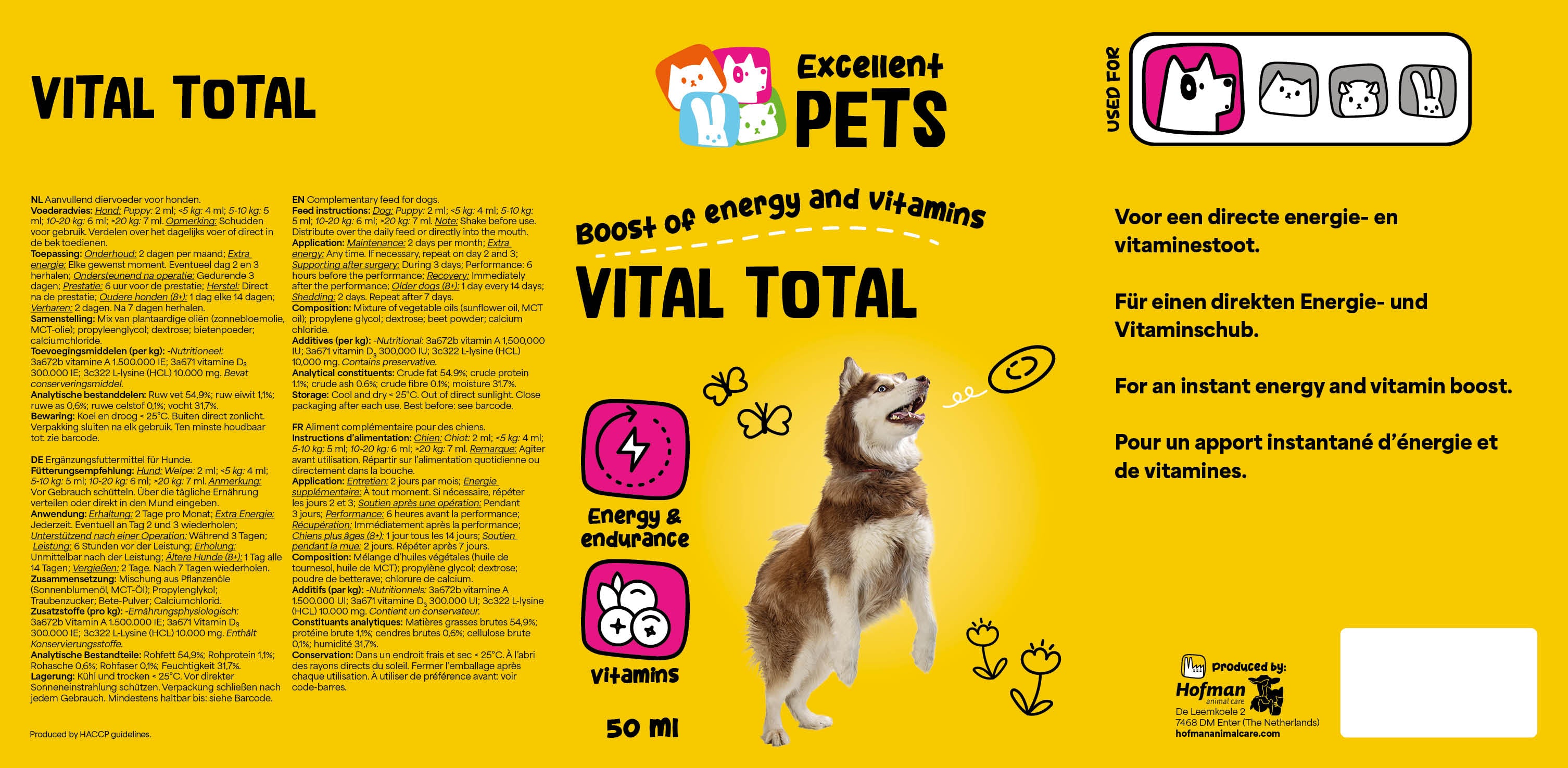 Excellent Pets Vital Total, Ergänzungsfuttermittel für Hunde, 50 ml