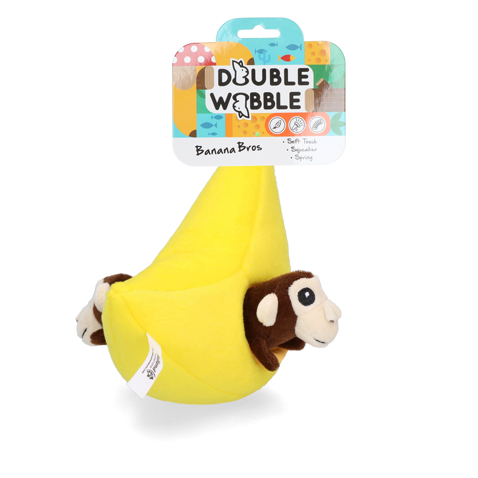 Double Wobble Hundespielzeug, Kuscheltier, 2 Quietschern, 24 x 24 cm
