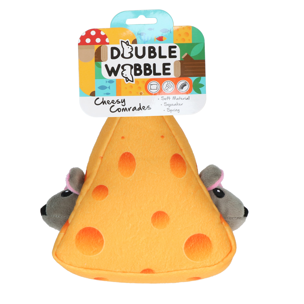 Hundespielzeug, Double Wobble, Kuscheltier mit Quietschern, 24 x 24 cm