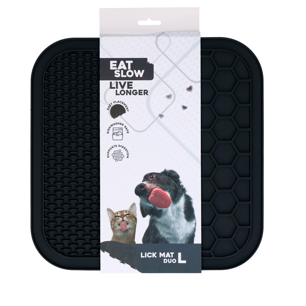Eat Slow Live Longer Leckmatte Duo aus Silikon – Schleckmatte für Hunde und Katzen
