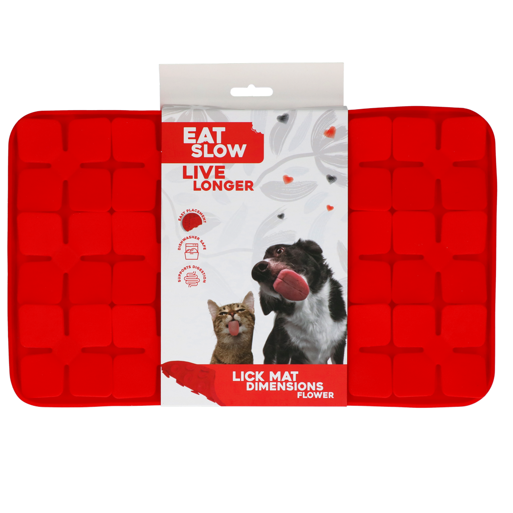 Eat Slow Live Longer Leckmatte aus Silikon mit Blumen-Design für Hund und Katze