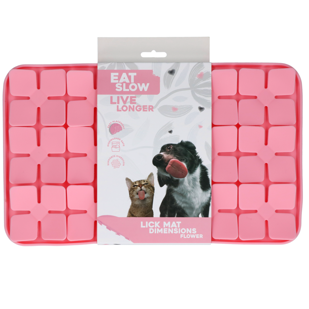 Eat Slow Live Longer Leckmatte aus Silikon mit Blumen-Design für Hund und Katze