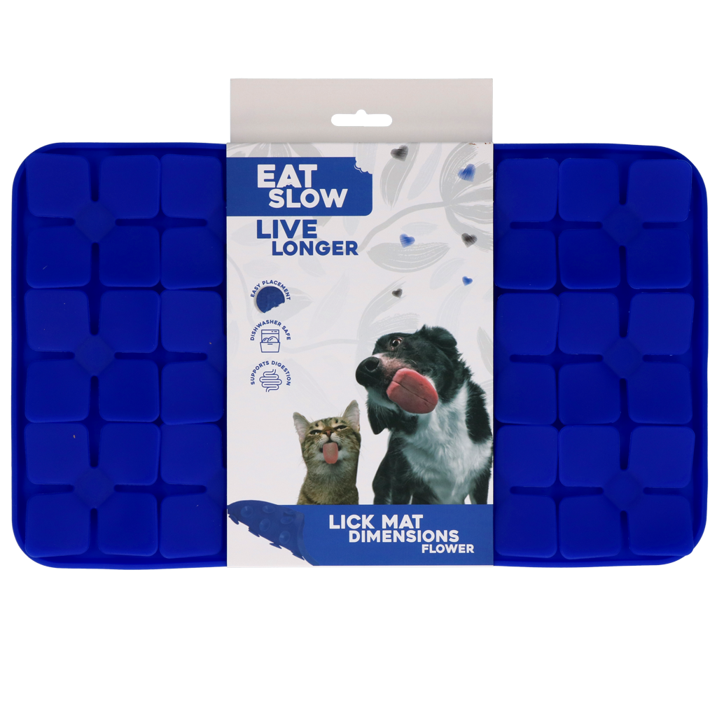 Eat Slow Live Longer Leckmatte aus Silikon mit Blumen-Design für Hund und Katze