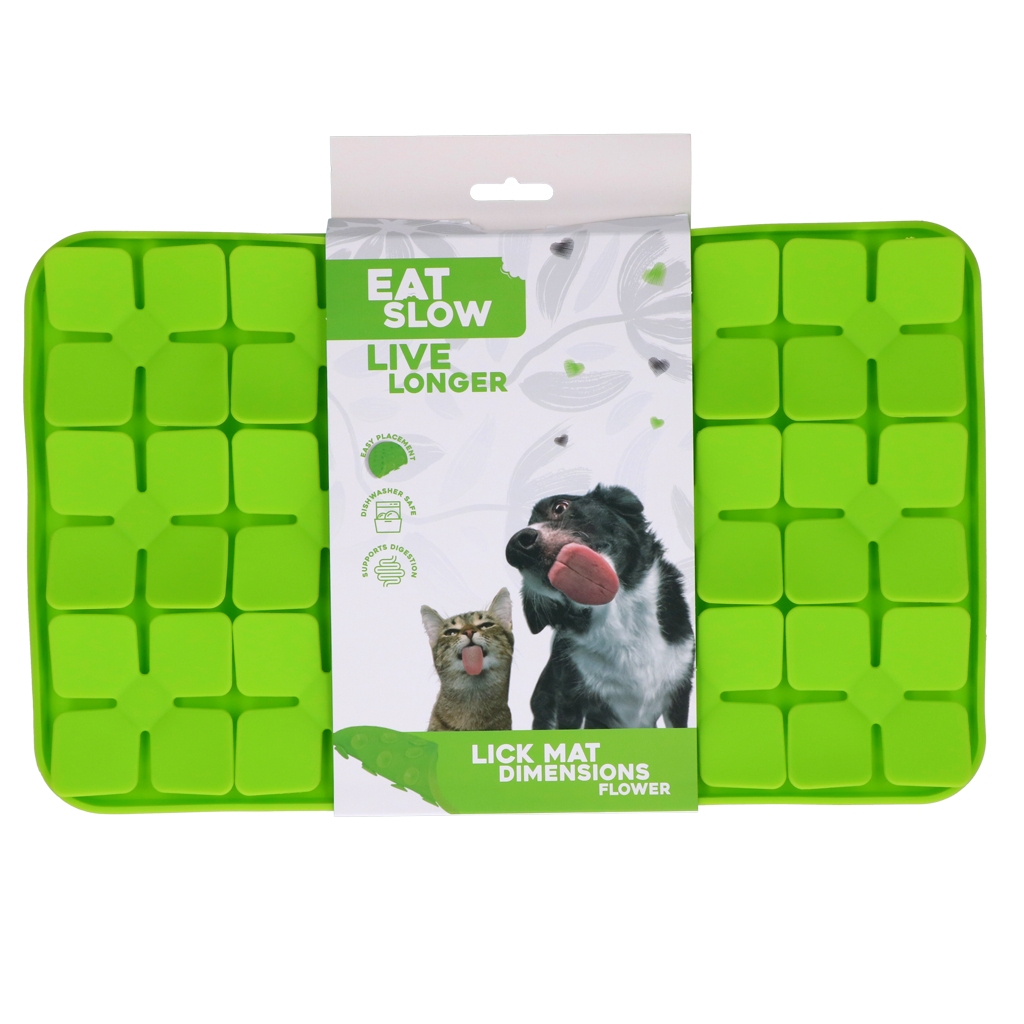 Eat Slow Live Longer Leckmatte aus Silikon mit Blumen-Design für Hund und Katze