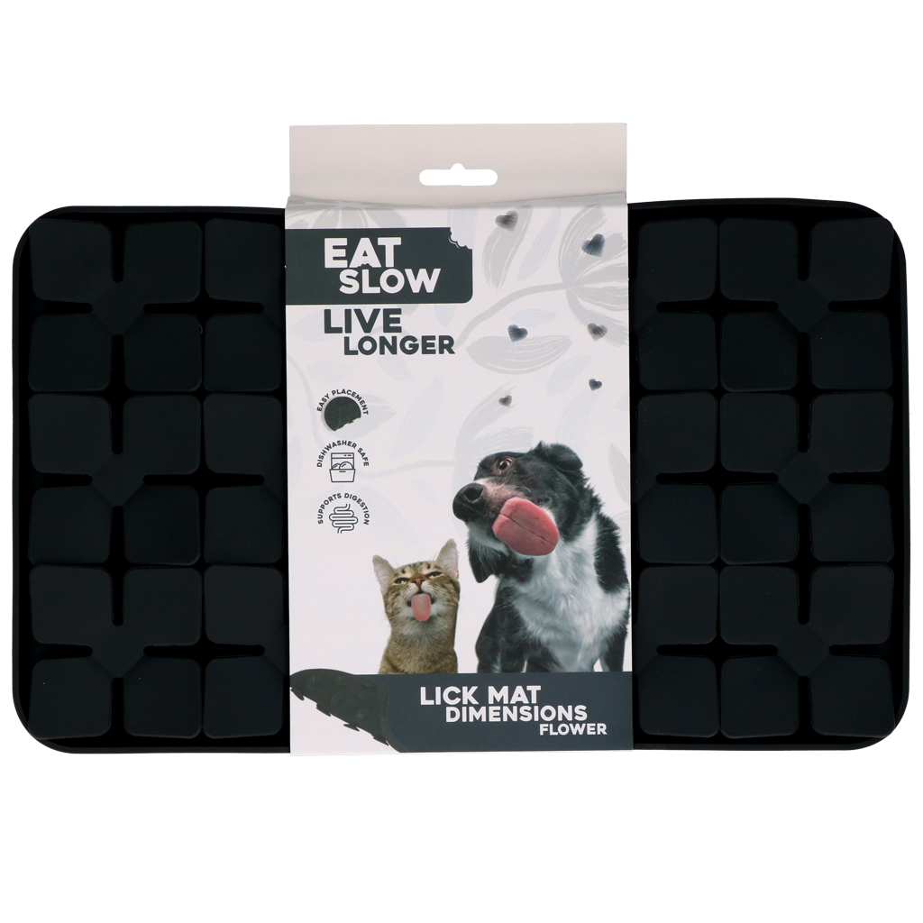Eat Slow Live Longer Leckmatte aus Silikon mit Blumen-Design für Hund und Katze