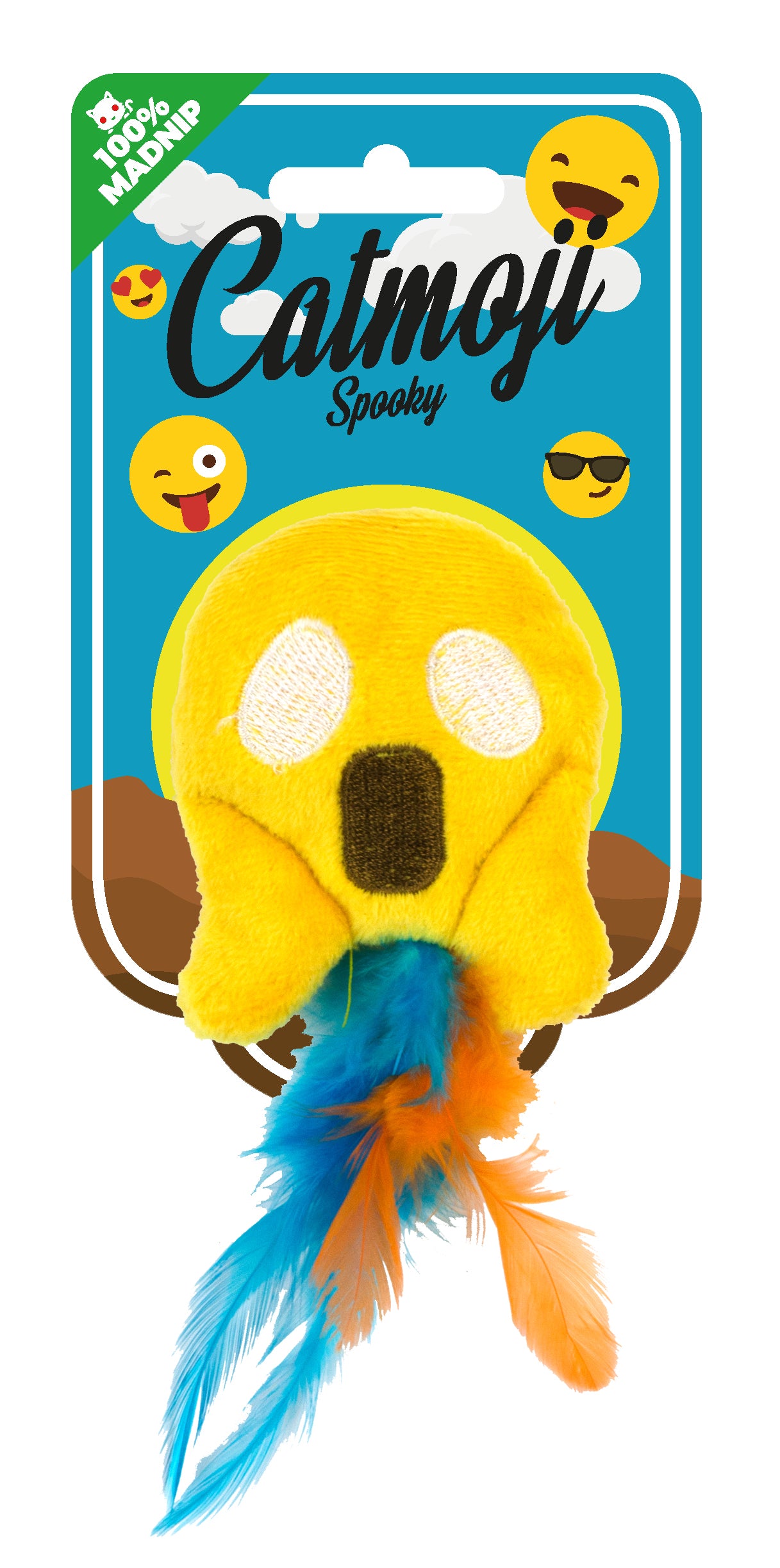 Katzenspielzeug Catmoji Spooky, Fleece, Federn, MADNIP, Ø 6 cm