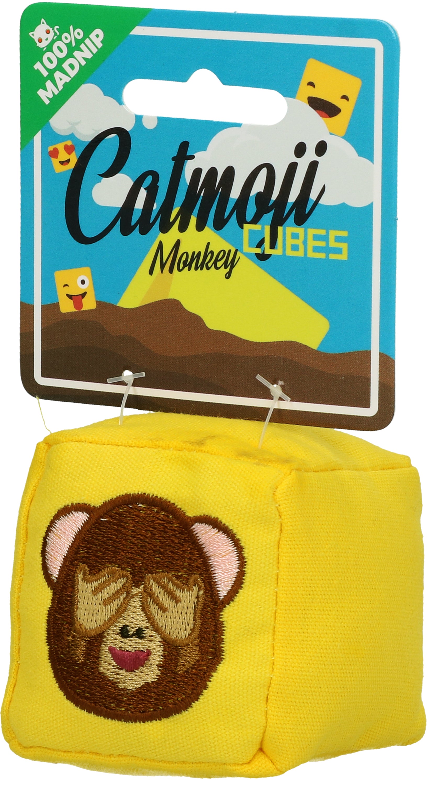 Catmoji Katzenspielzeug Cube Monkey, MADNIP-Füllung, Ø 7 cm
