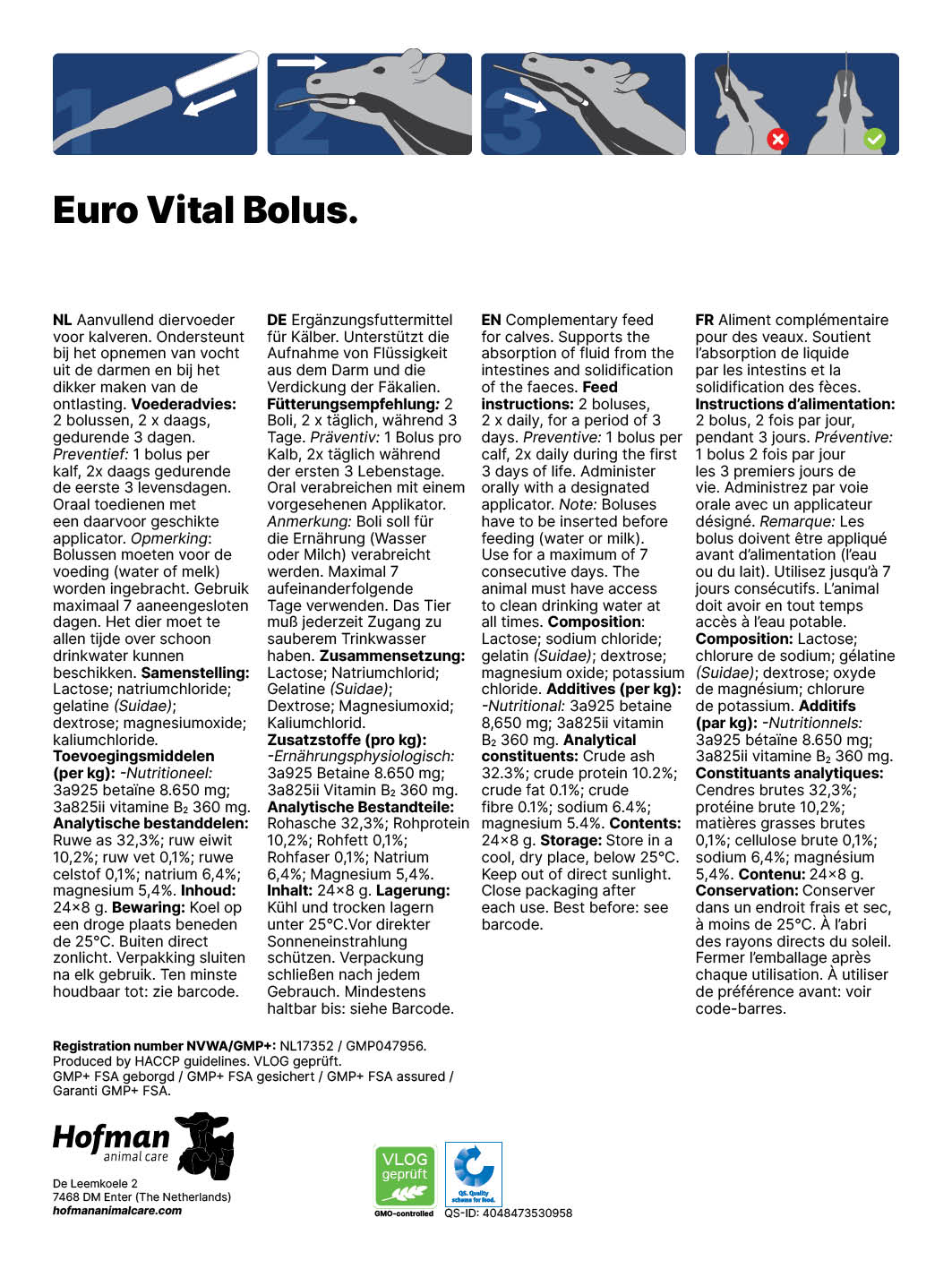 Excellent Euro-Vital Bolus, Ergänzungsfuttermittel für Kälber, 24 x 10 g