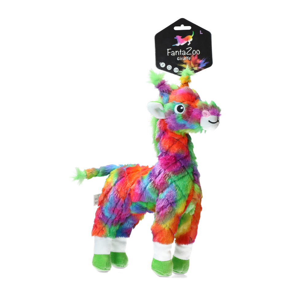 Hundespielzeug Giraffe, recyceltes Material, mit Quietscher, Größe L, 32 x 16 cm
