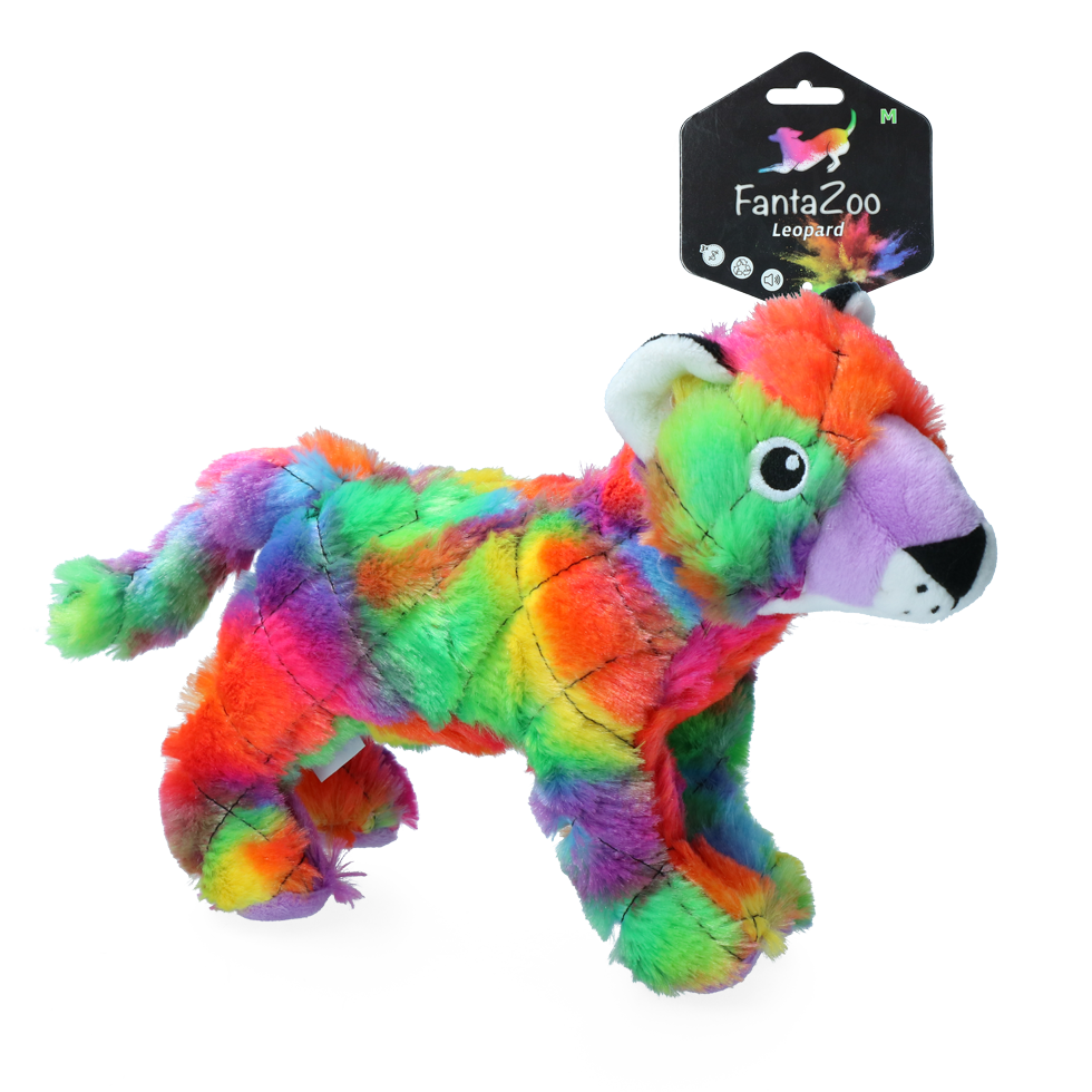 Hundespielzeug Leopard, Größe M, 23 x 13 cm, mit Quietscher, recyceltes Material