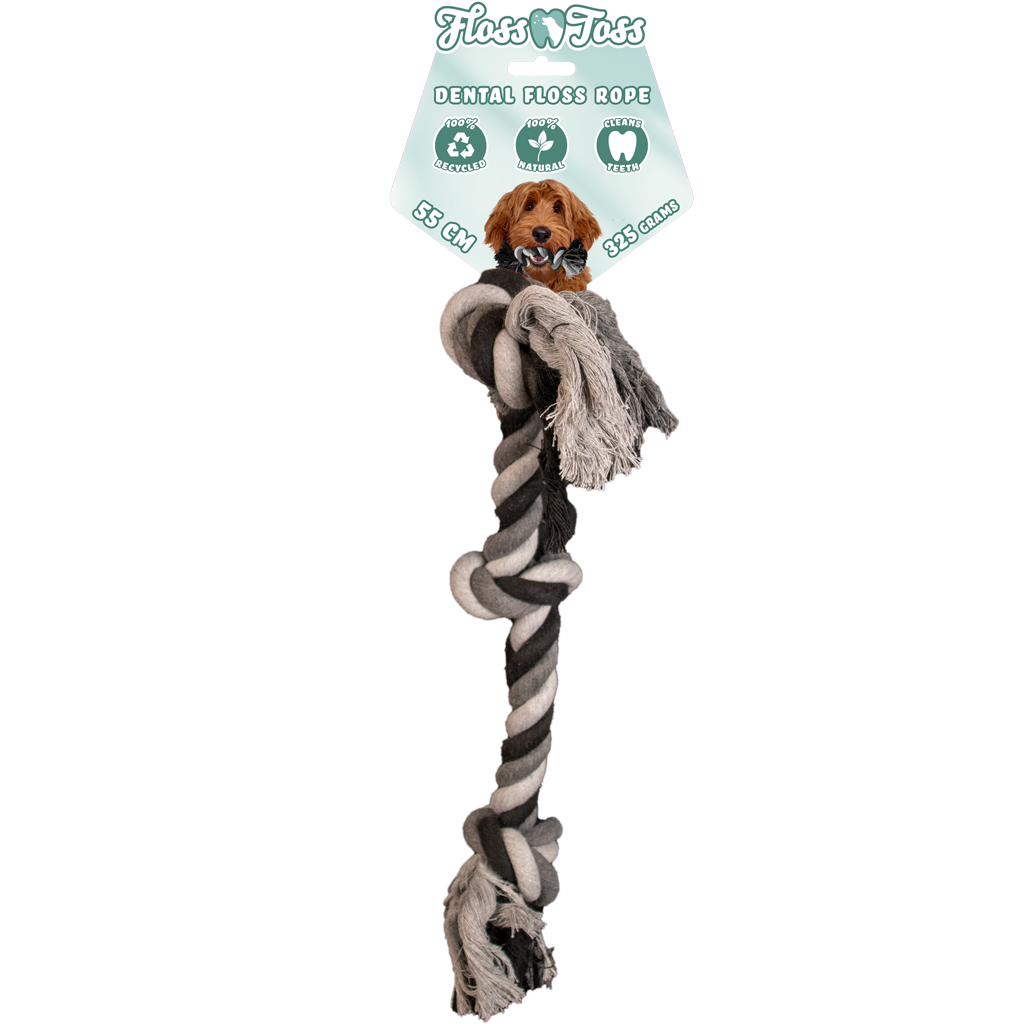 Dental Hundespielzeug Seil, 3 Knoten, Baumwolle, 55 cm