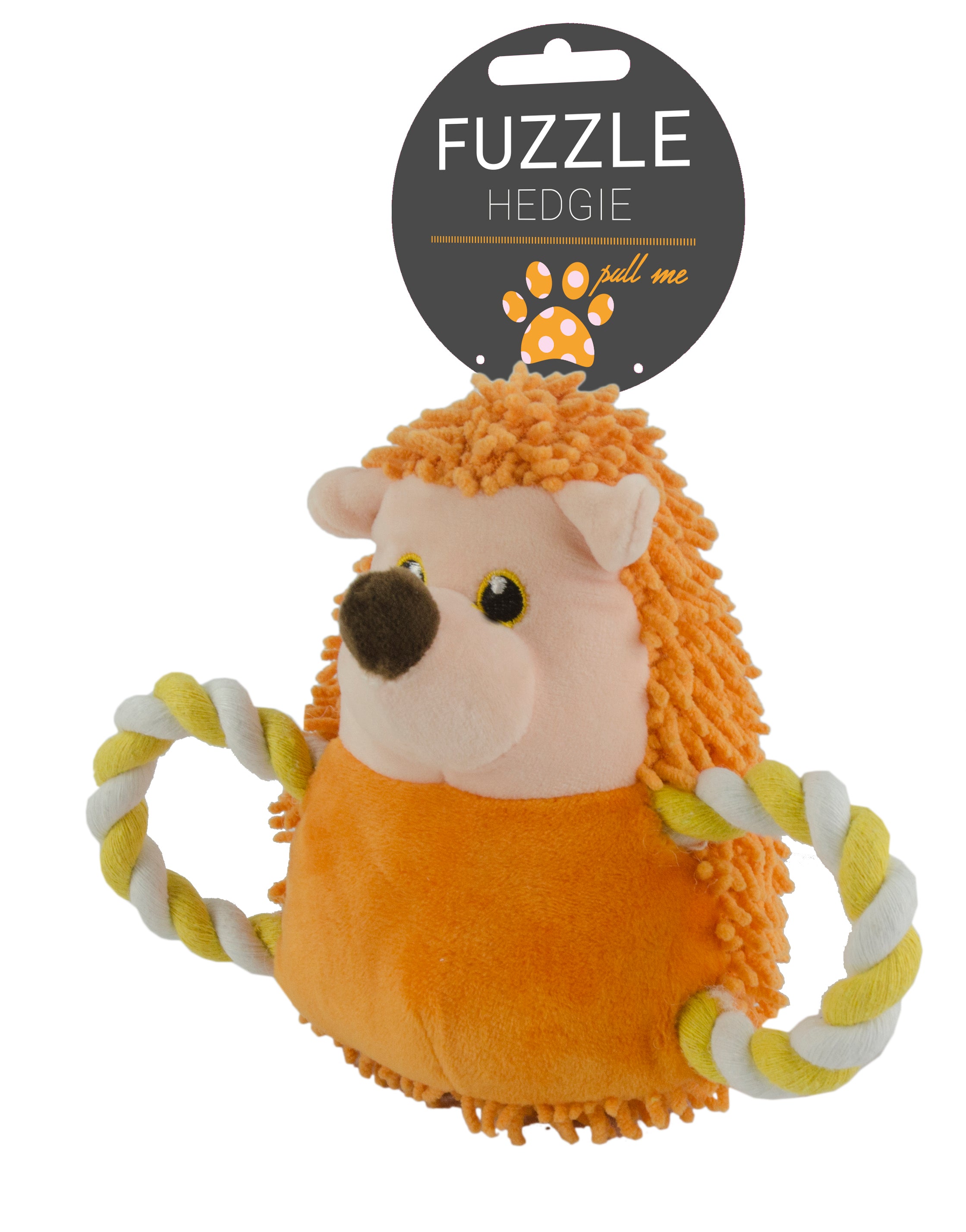 Hundespielzeug, Plüsch, Quietschfunktion, Seilschwanz, 26 cm, orange