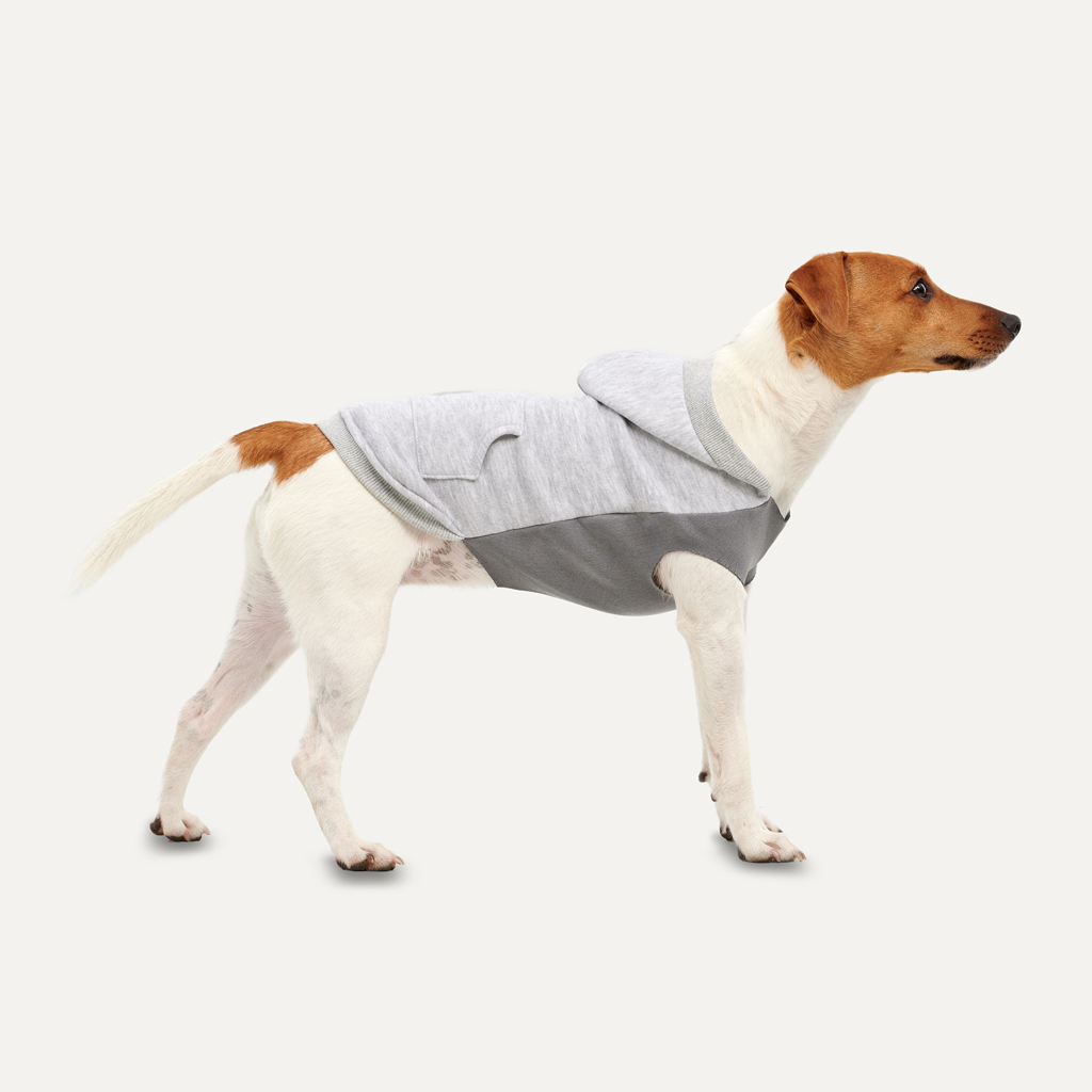 Goo-eez Hundepullover Fleece Hoodie, S, grau, Rückenlänge 40 cm, Brustumfang 48–56 cm