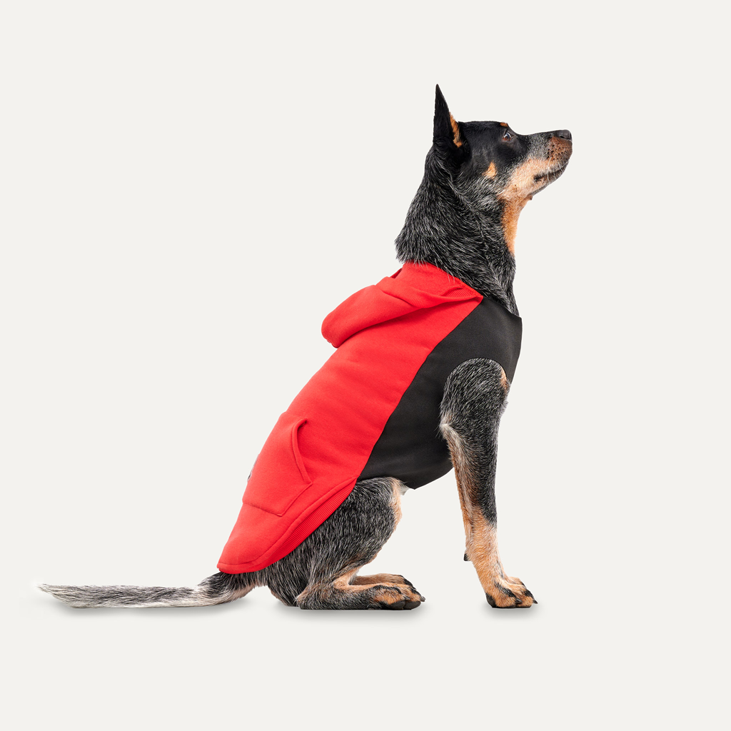 Goo-eez Hundepullover Fleece Hoodie, XL, Rot/Schwarz