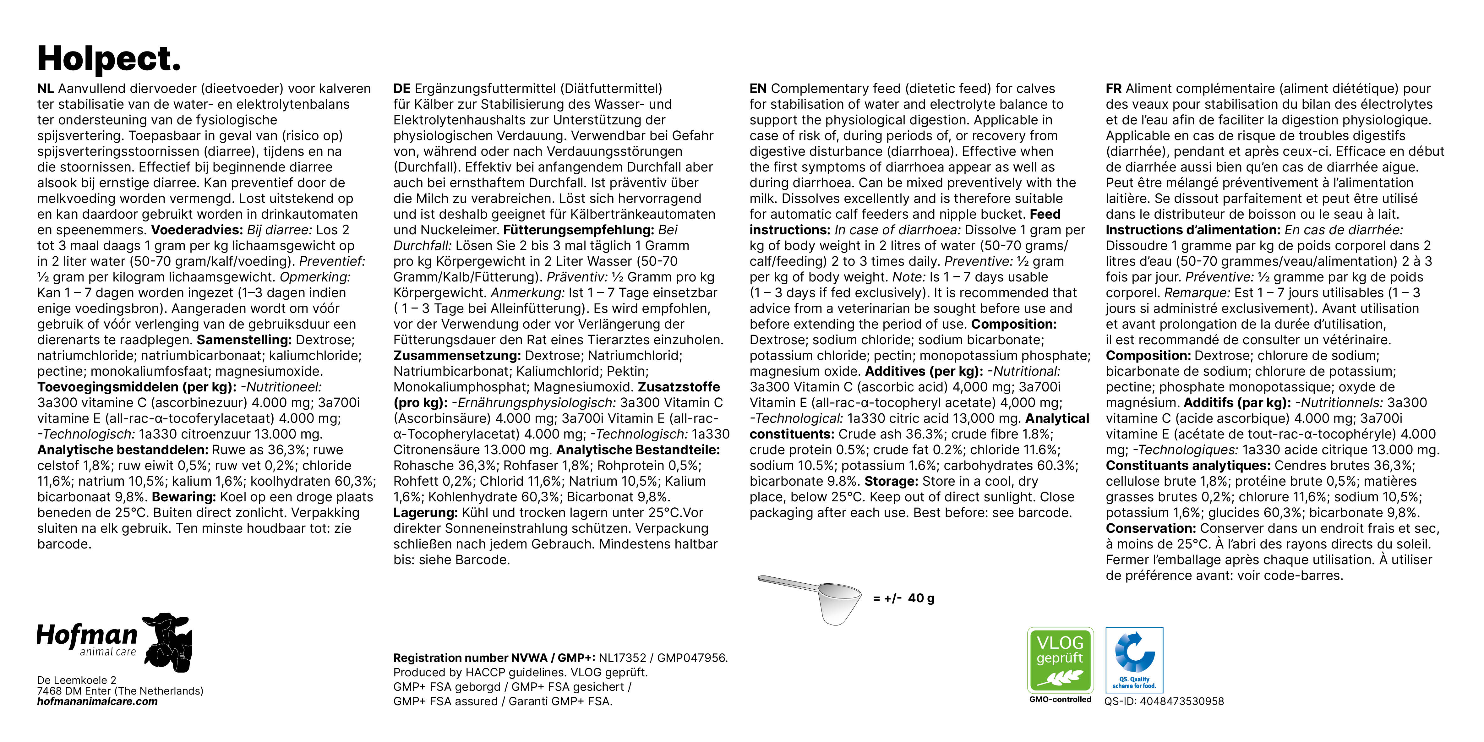 Holpect Ergänzungsfuttermittel Kälber, wasserlöslich, Elektrolyte, 5 kg