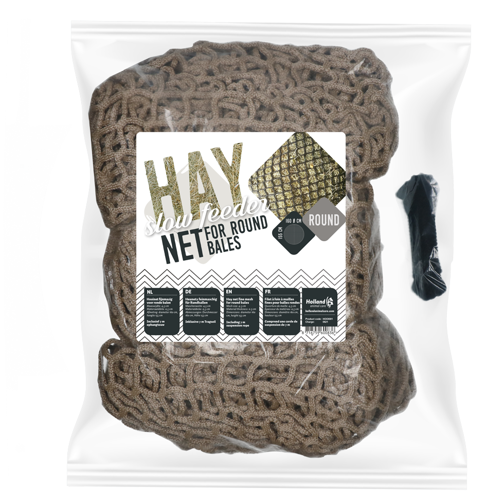 Heunetz Slow Feeder, Rundballen, Polypropylen, feinmaschig, ⌀160 cm x 155 cm