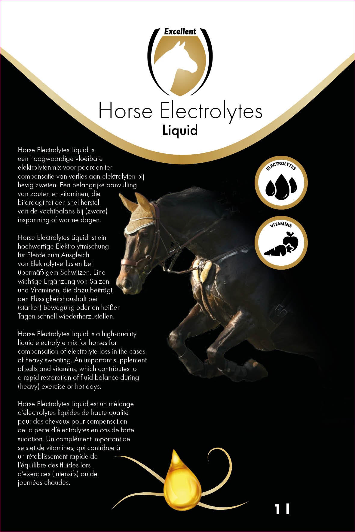 Excellent Horse Elektrolyte Liquid für Pferde, 1 l