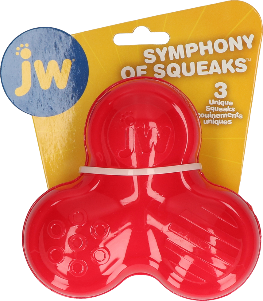JW Hundespielzeug Gummi, 3 Quietschkammern, rot