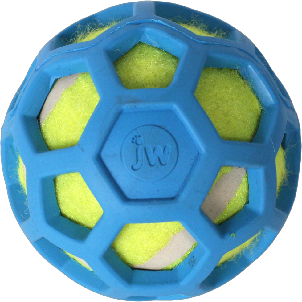 JW ProTen Hol-ee Roller, Hundespielzeug, Naturgummi, mit Tennisball, Ø 8,5 cm