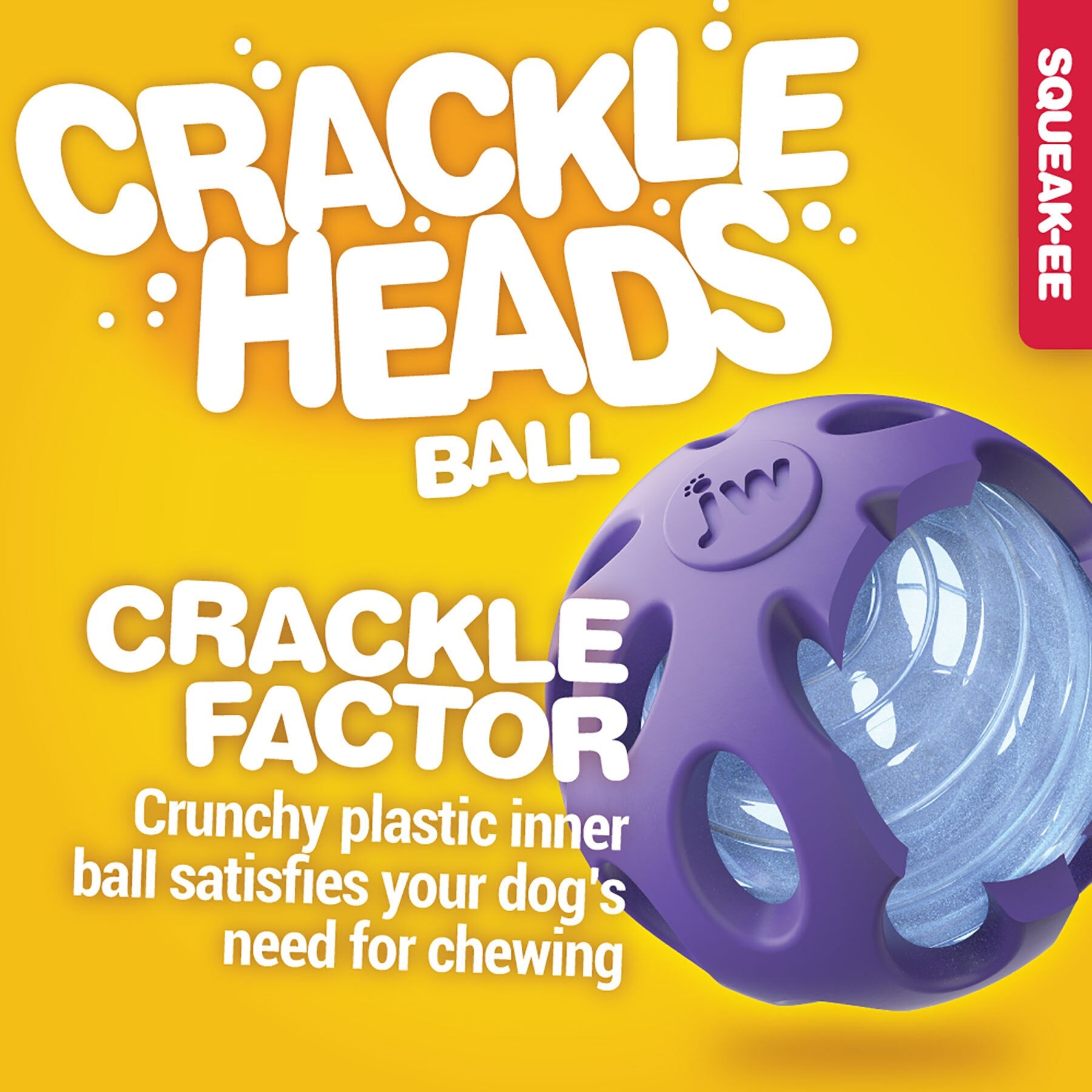 JW Hundespielzeug Ball, Kautschuk, Crackle Heads, L, Ø 10 cm