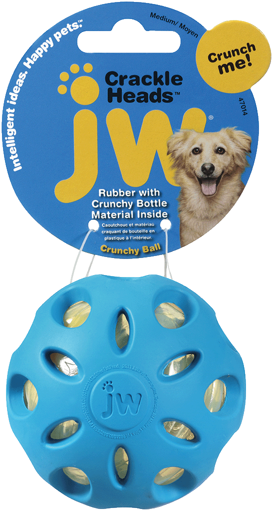 JW Hundespielzeug Crackle Heads Ball, M, Ø 7,5 cm