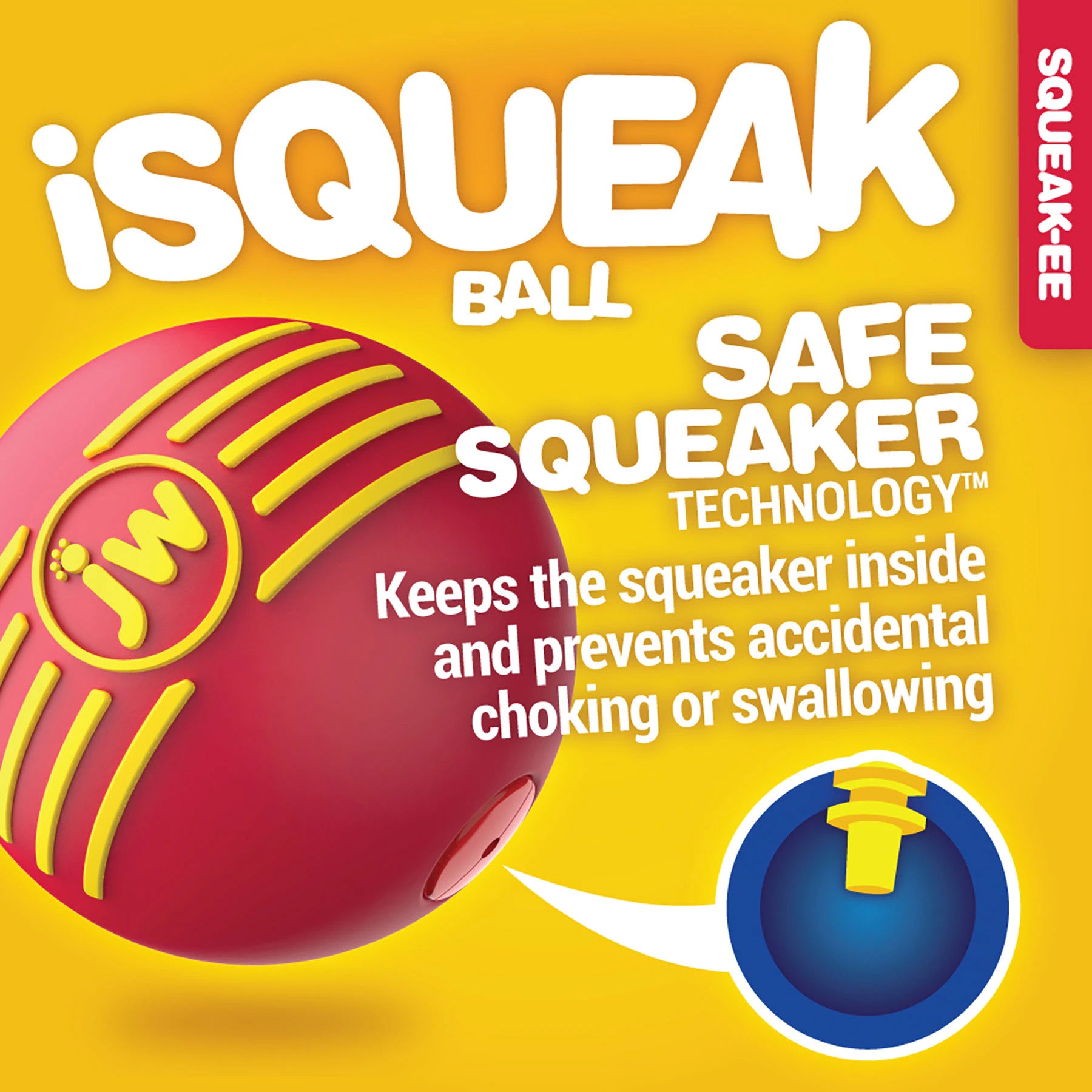 JW Hundespielzeug Ball, iSqueak, L, Ø 10 cm, Kautschuk, mit Quietscher