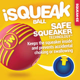 JW Hundespielzeug Ball, iSqueak, L, Ø 10 cm, Kautschuk, mit Quietscher