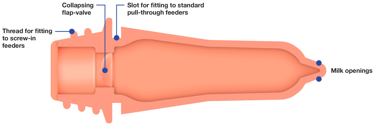 Kälbereimer Sauger, Peach Teats, 100 mm