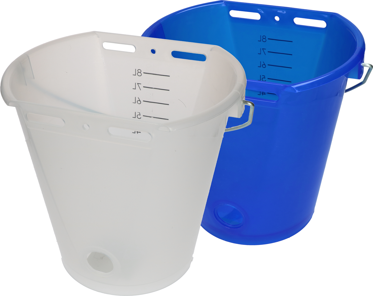 Tränkeeimer für Kälber, weiß transparent, blau, 8 l