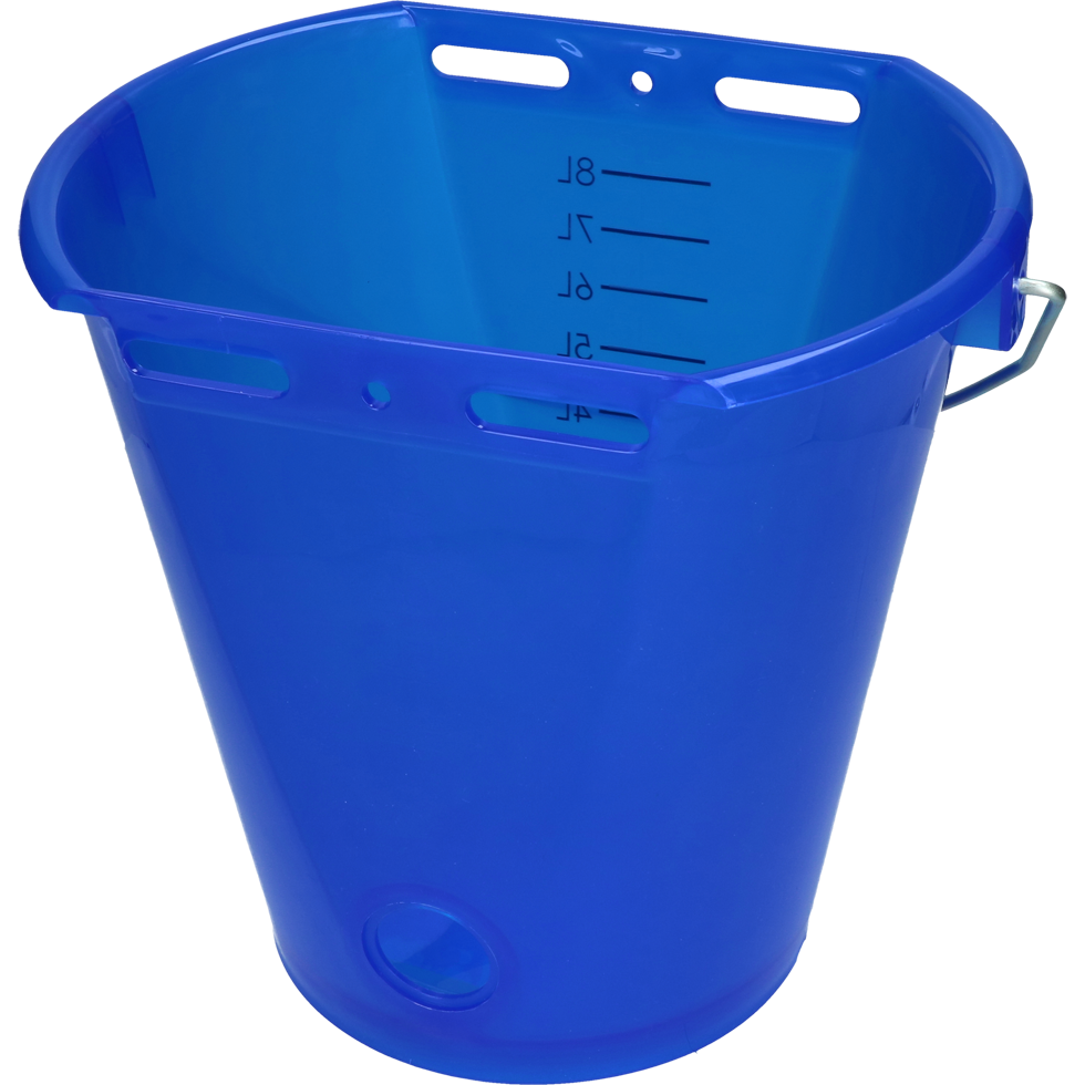 Tränkeeimer für Kälber, weiß transparent, blau, 8 l