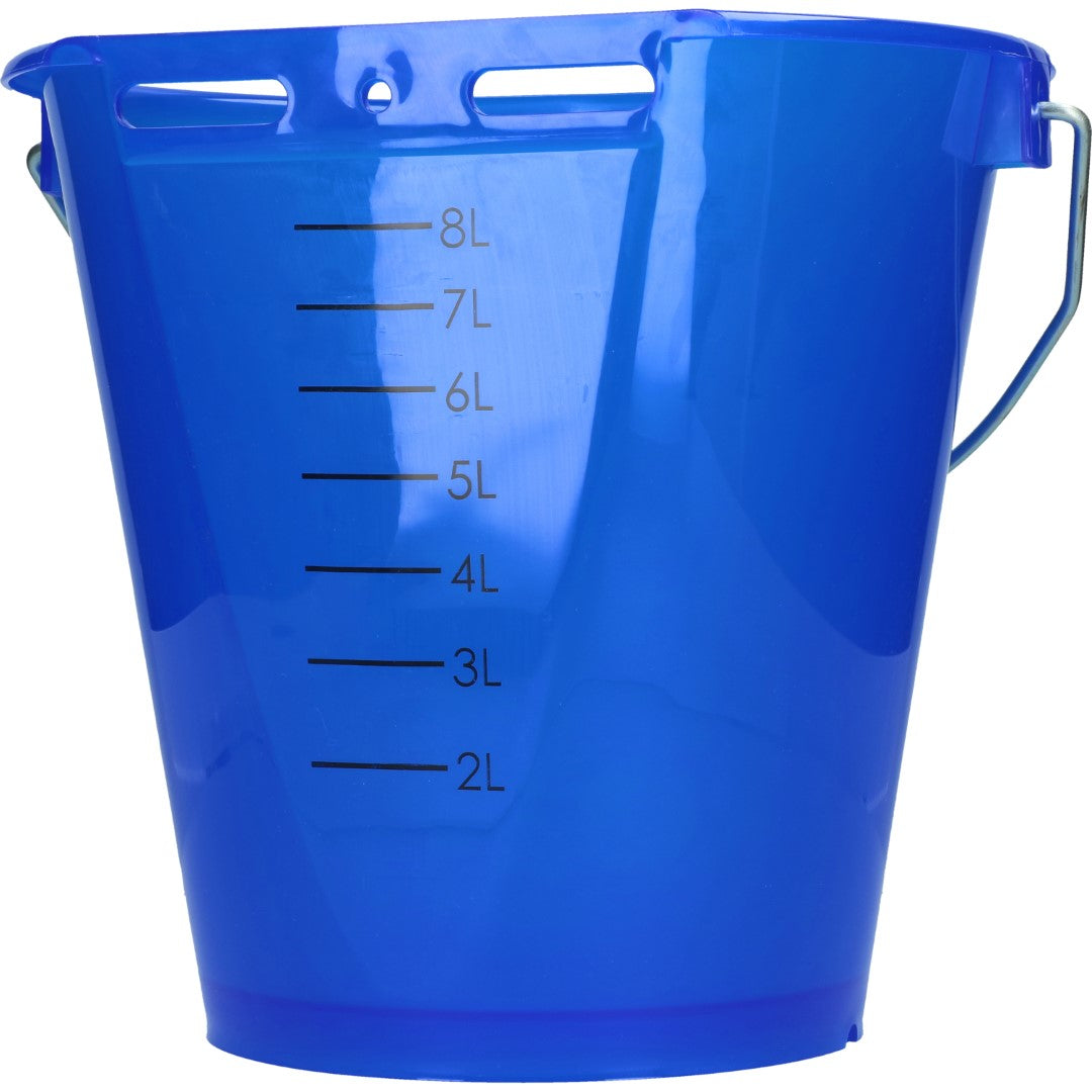 Tränkeeimer für Kälber, weiß transparent, blau, 8 l