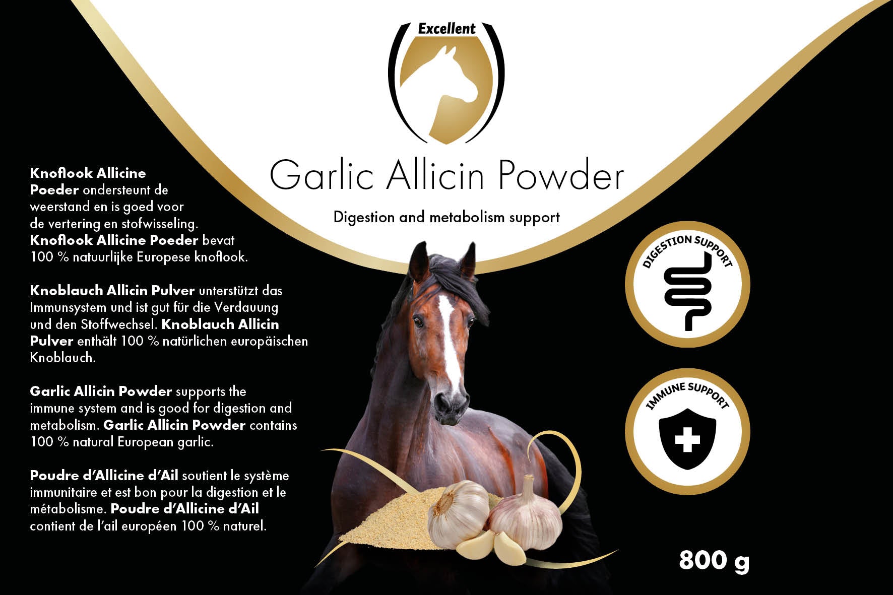 Excellent Horse Knoblauch Allicin Pulver, 800 g