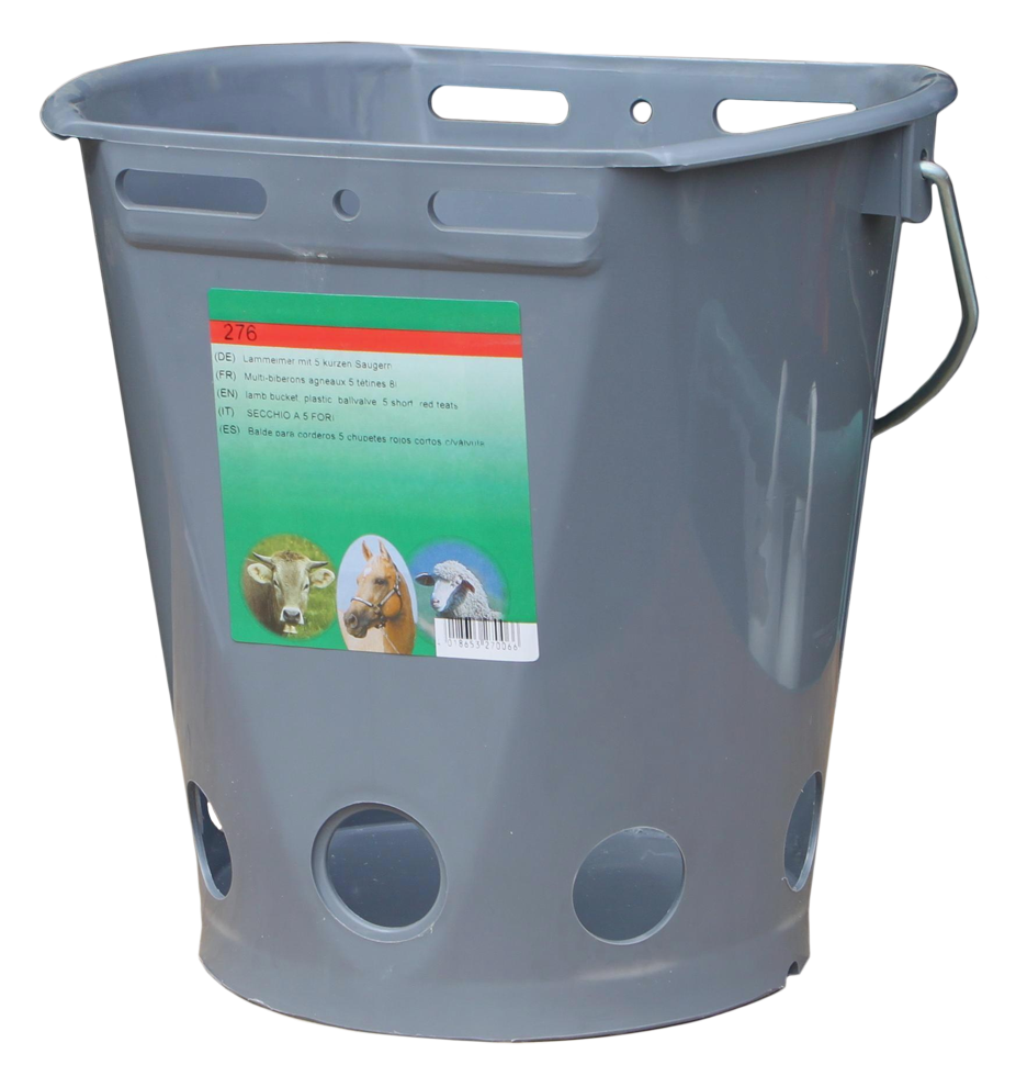 Lambar-Eimer, doppelseitig, 5 Trinköffnungen, ohne Sauger, 8 l, grau
