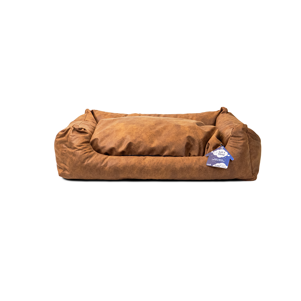 Let's Sleep Hundekorb mit Kissen, XL, 117 x 82 cm, Cognac