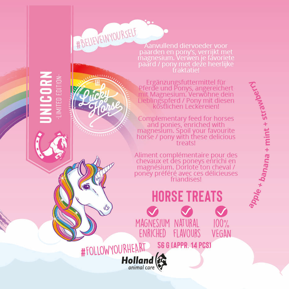 Lucky Horse Pferdeleckerlis, Magnesium, vegan, Erdbeere Apfel Banane Minze, ca. 14 Stk