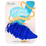 Mimis Daughters Katzen Spielzeug Maus, Filzwolle, 10 cm, Schwanz 2 m, blau