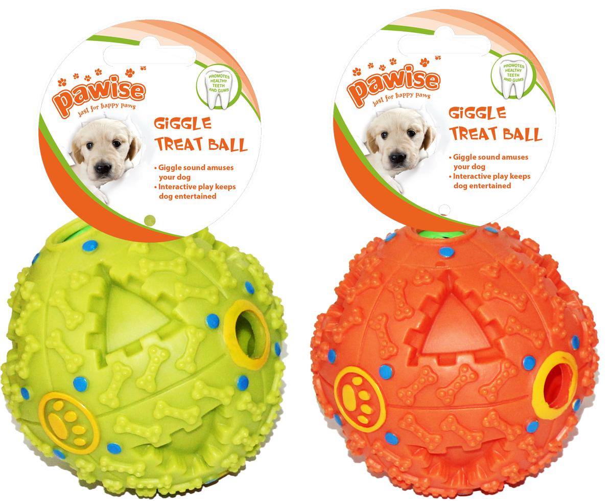 Pawise Hundespielzeug Ball, Snacköffnung, kichernd, Kunststoff, Ø 9 cm