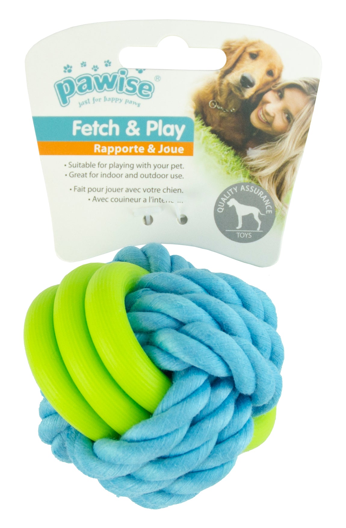Pawise Hundespielzeug, Apportierball mit Zwillingsseil, Ø 7 cm