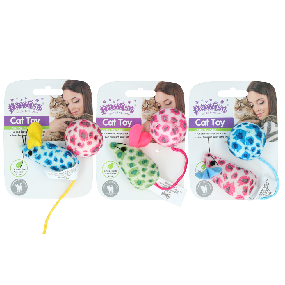 Pawise Katzenspielzeug, Maus und Ball, mit Catnip, 2-tlg. Set